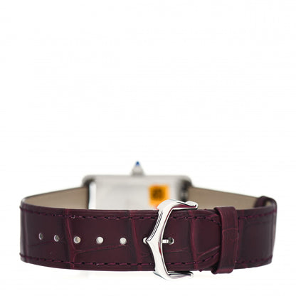 Cartier Stainless Steel Alligator 25mm Tank Must De Cartier Watch Burgundy 3 of 5