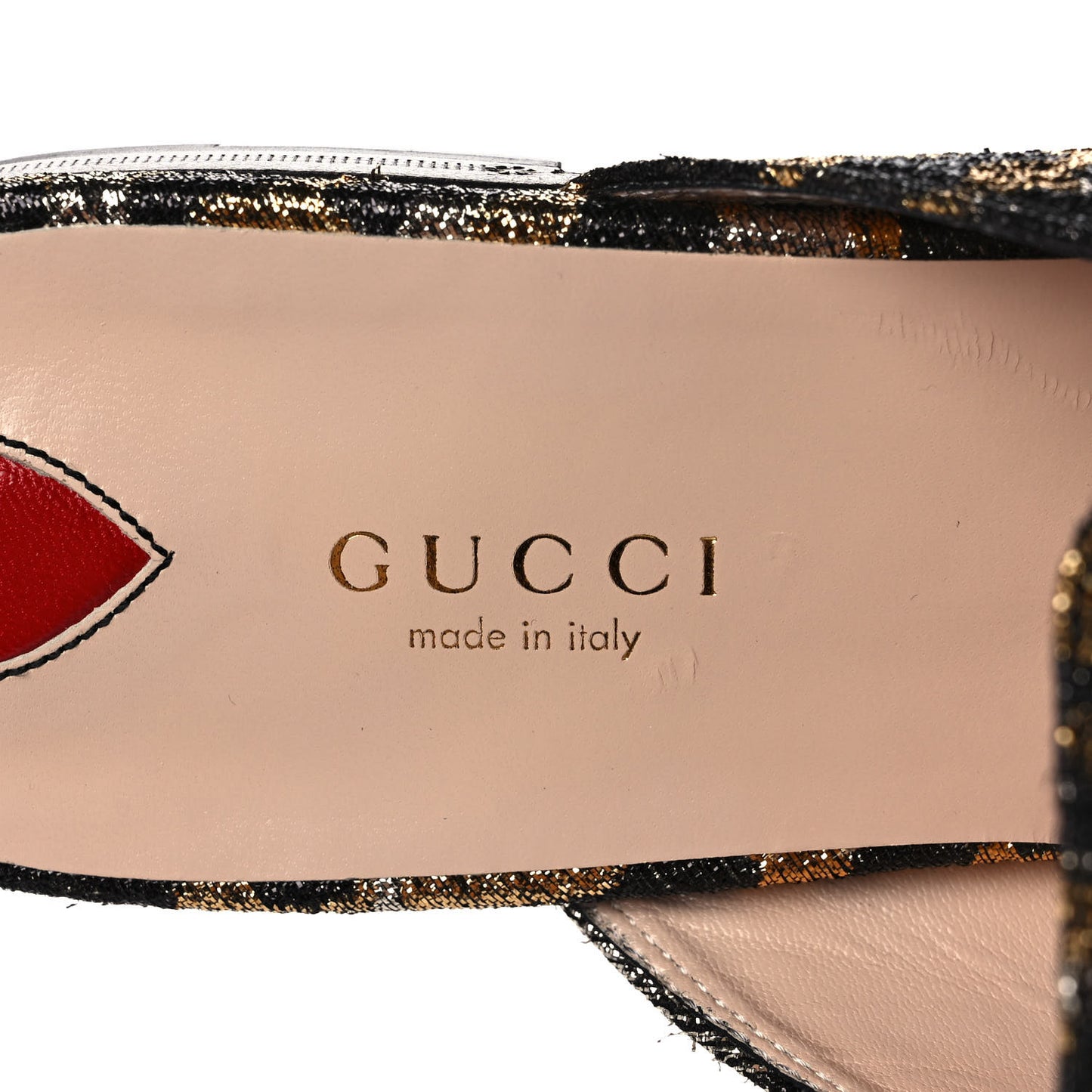 Lurex Jacquard Leopard Embroidered Womens Princetown Slippers 39.5 Black Gold