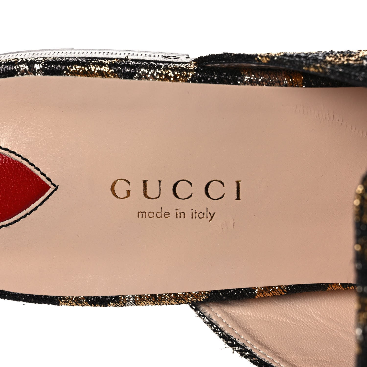 Gucci Lurex Jacquard Leopard Embroidered Womens Princetown Slippers 39.5 Black Gold 7 of 10