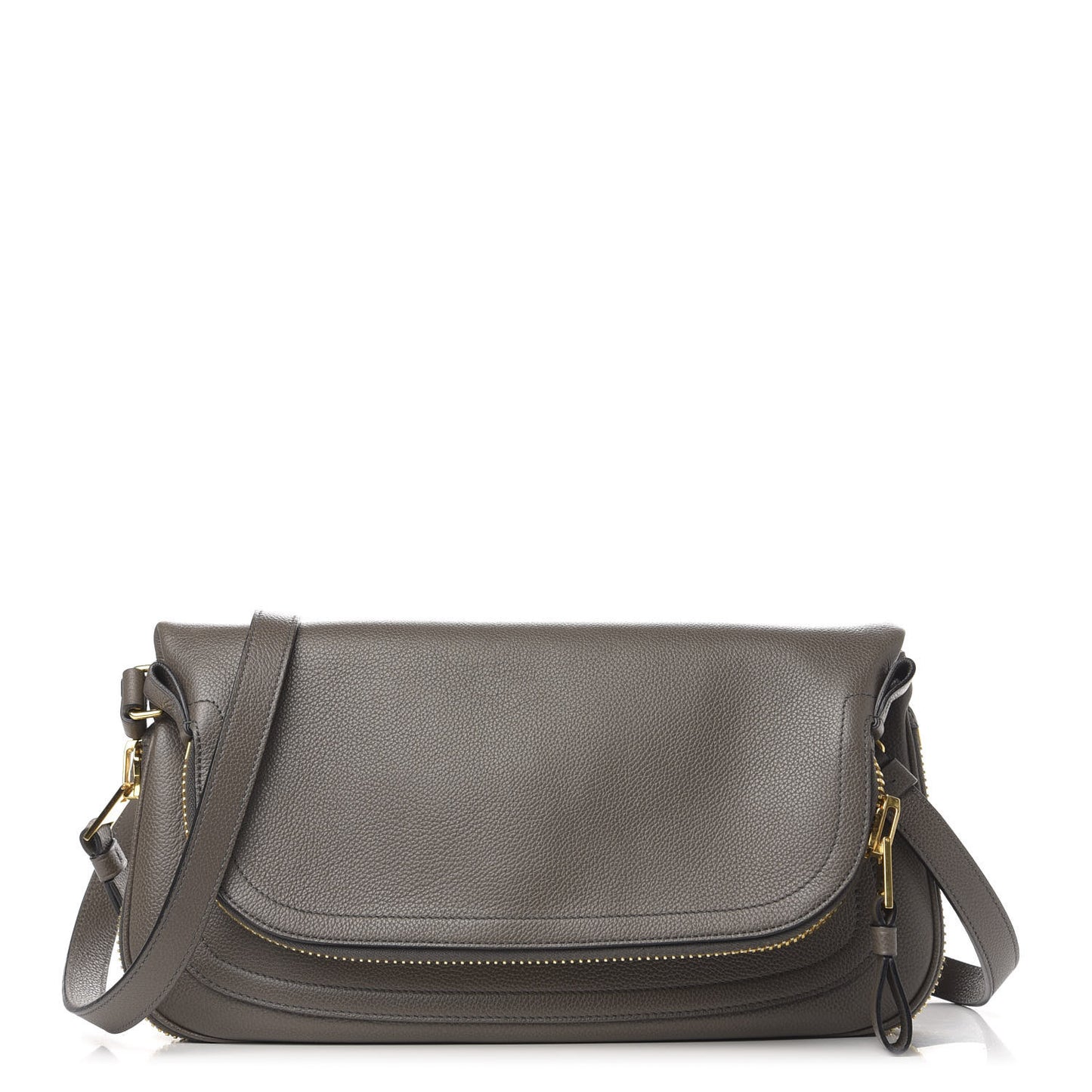 Pebbled Calfskin Jennifer East West Crossbody Bag Graphite