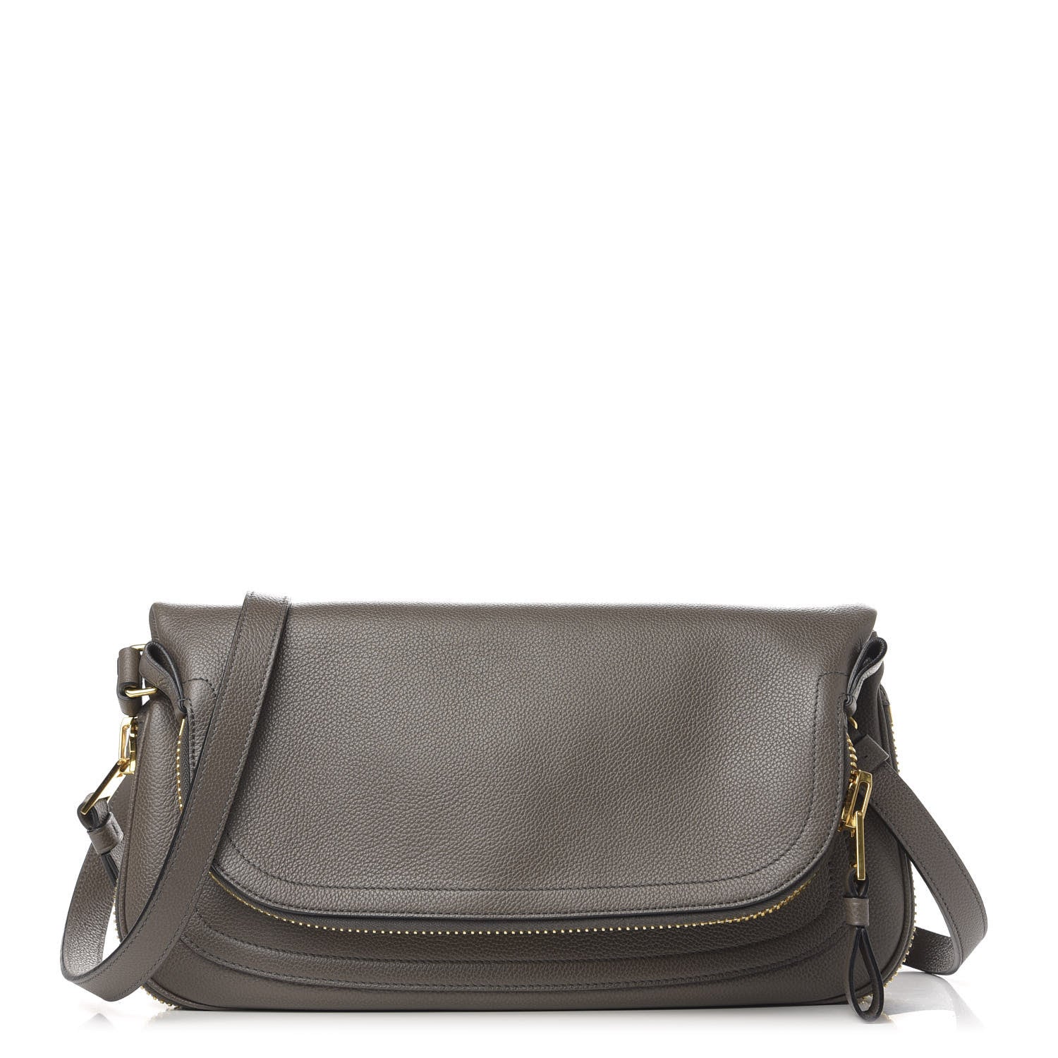Tom Ford Pebbled Calfskin Jennifer East West Crossbody Bag Graphite 1 of 12