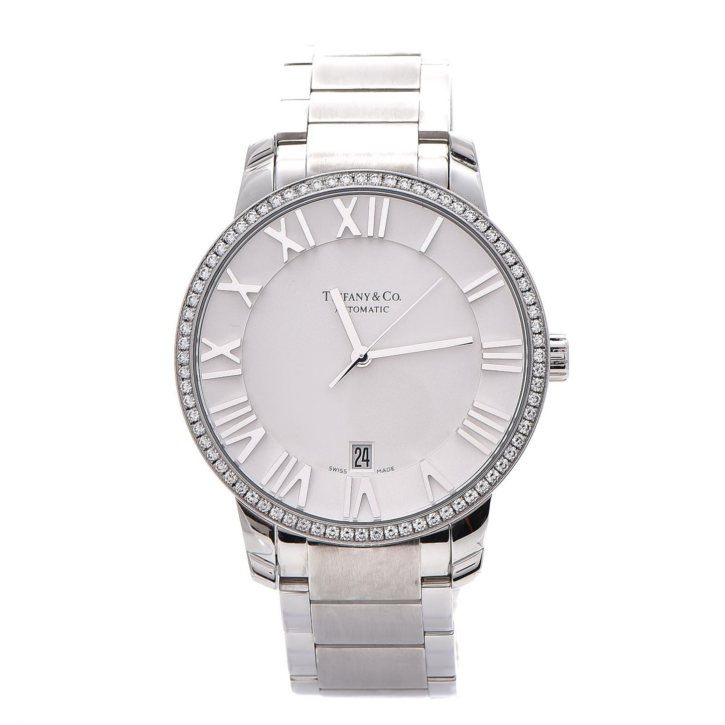 Stainless Steel Diamond Bezel 37mm Atlas 3-Hand Automatic Watch