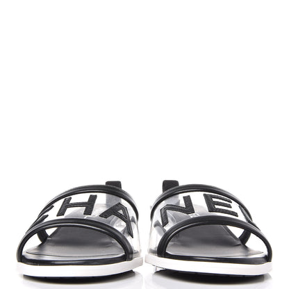 Chanel PVC Lambskin Logo Mules 39 Black 2 of 9
