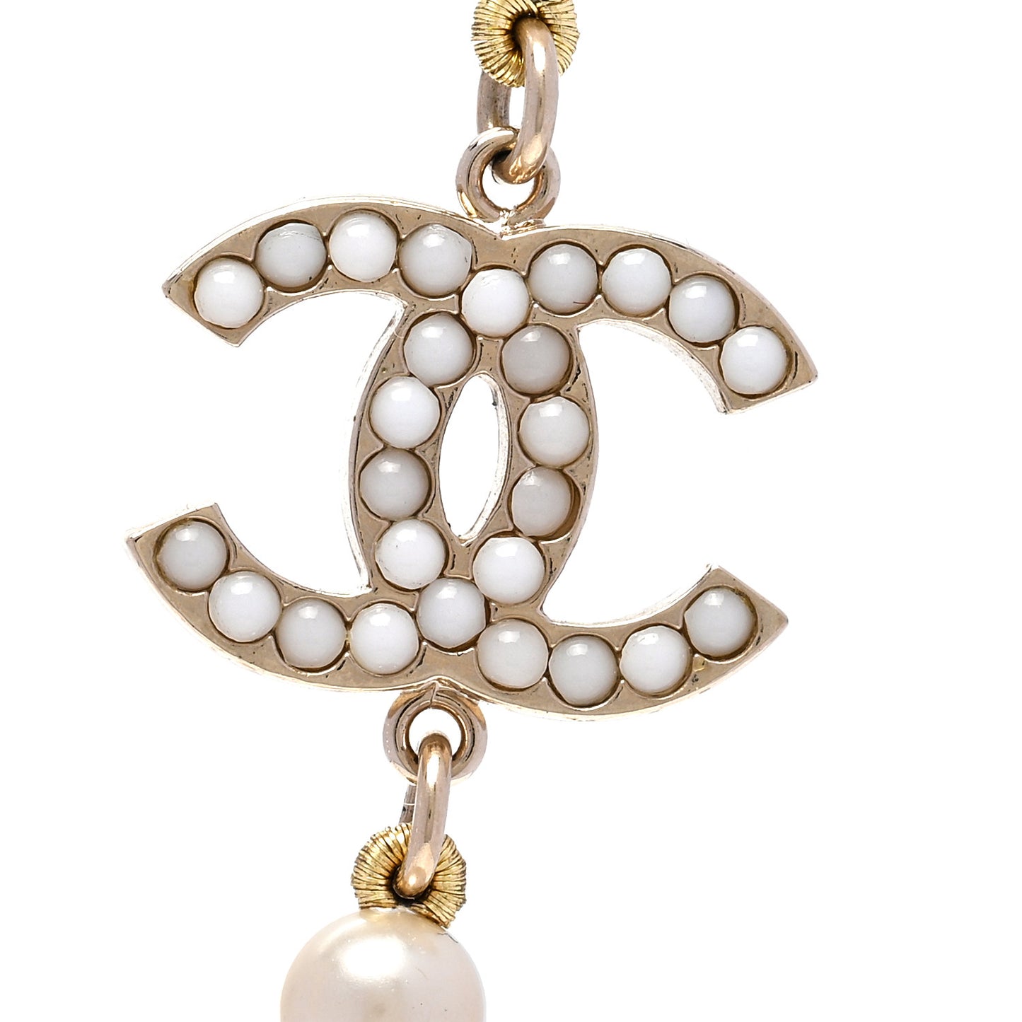 Graduated Pearl CC Long Necklace Gold