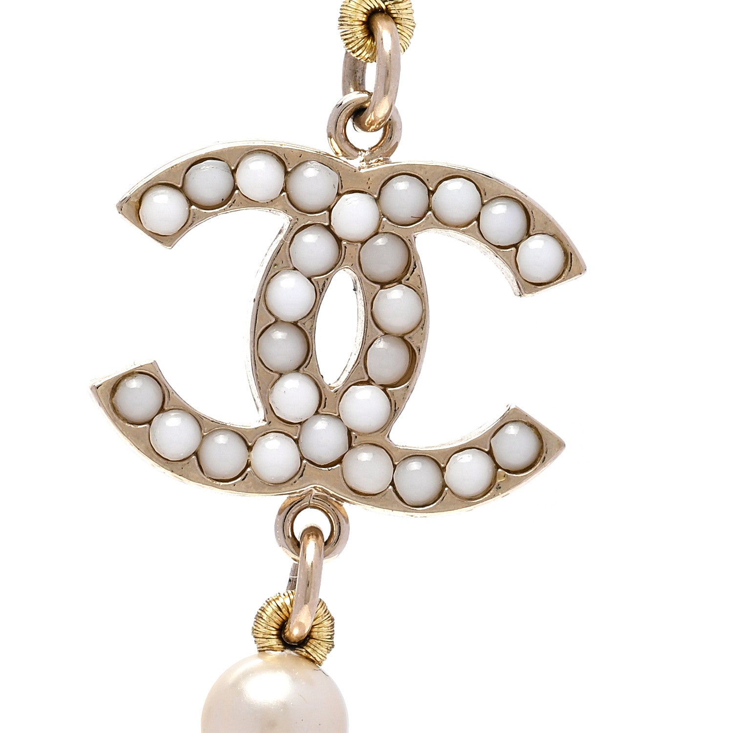 Chanel Graduated Pearl CC Long Necklace Gold 4 of 5