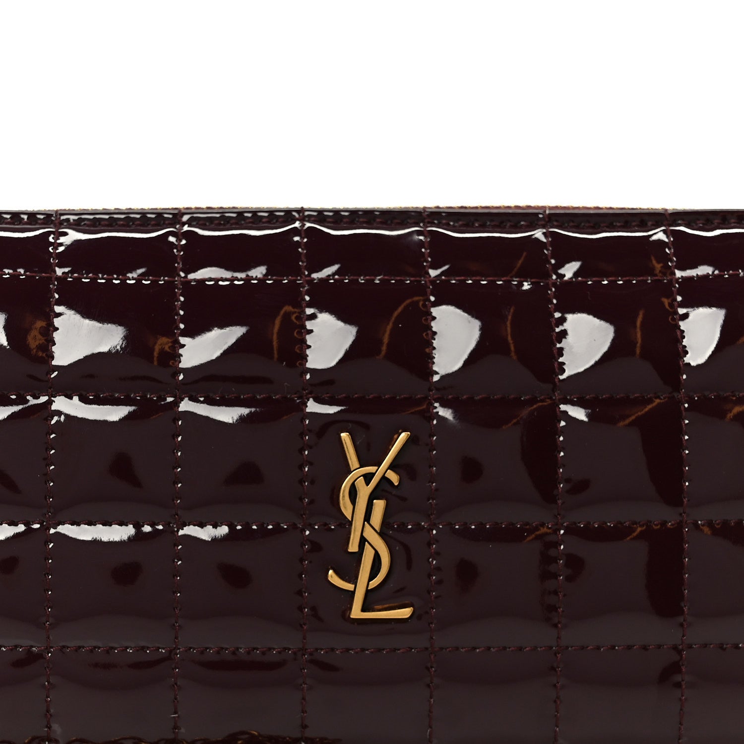 Saint Laurent Patent Calfskin Carre Quilted Cassandre Pouch On Chain Purple 8 of 8