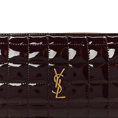 Saint Laurent Patent Calfskin Carre Quilted Cassandre Pouch On Chain Purple 8 of 8
