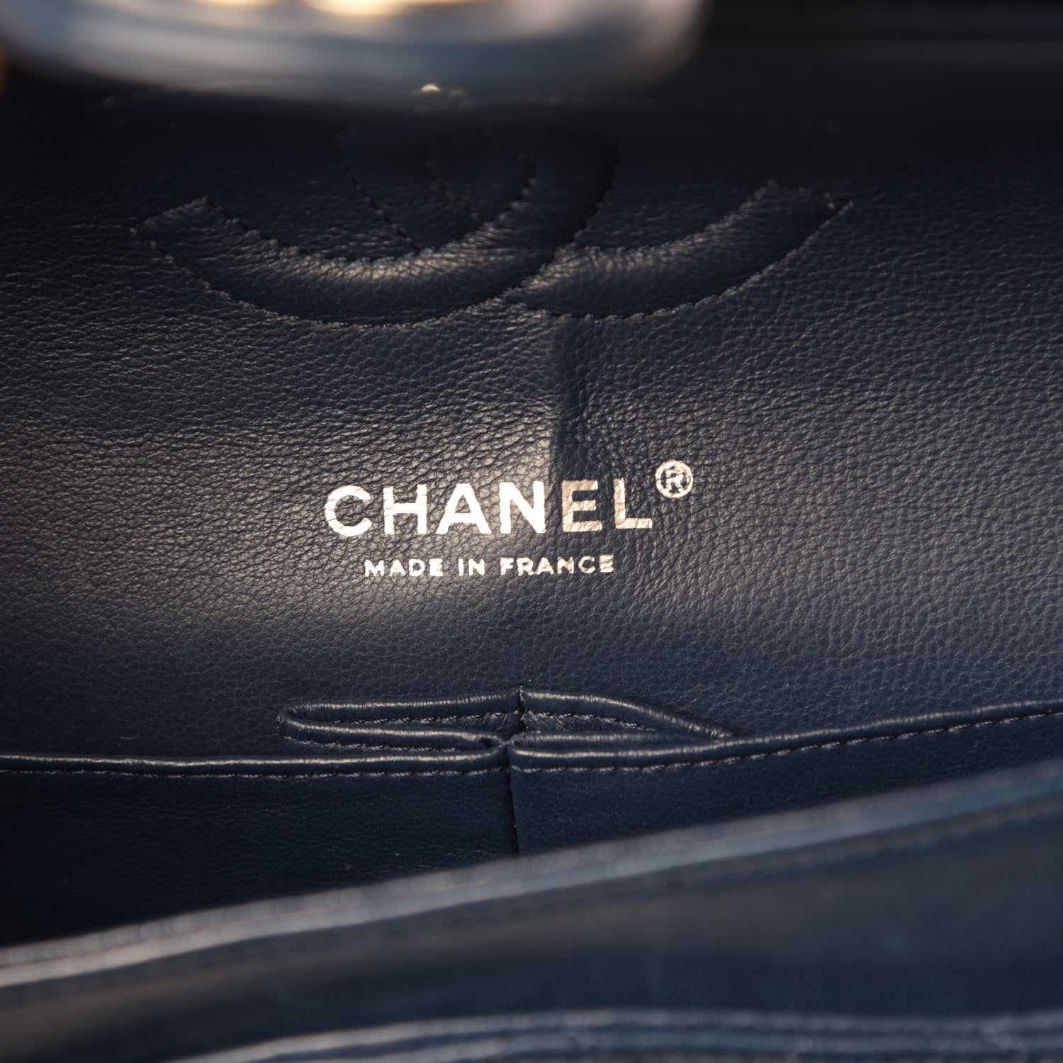 Chanel Lambskin Quilted Medium Double Flap Dark Blue 6 of 13