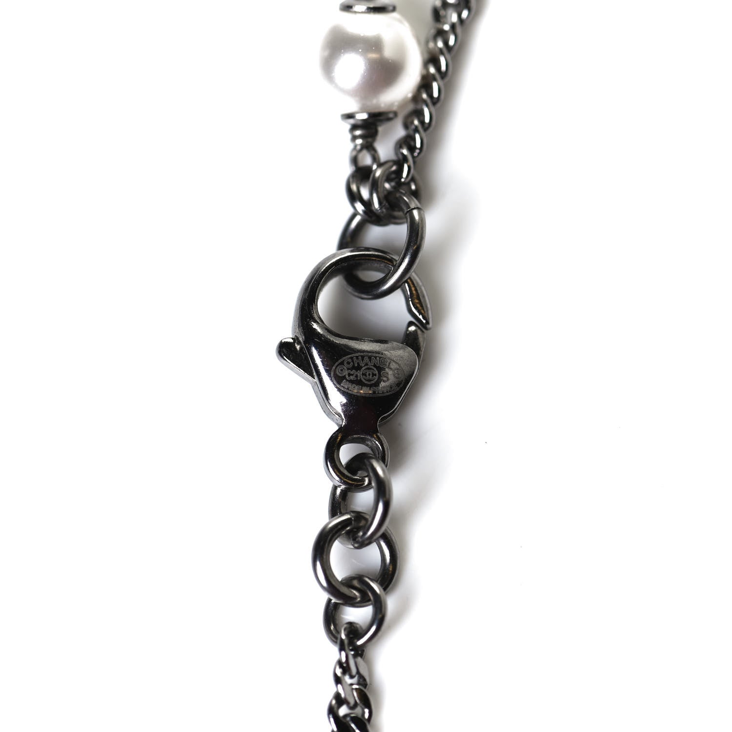 Chanel Crystal Pearl Star CC Necklace Pearly White 5 of 6