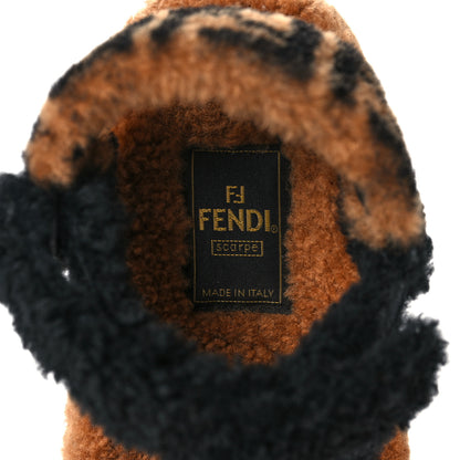 Fendi Shearling FF Fendi Feel Sandals 38.5 Tobacco Black 6 of 9
