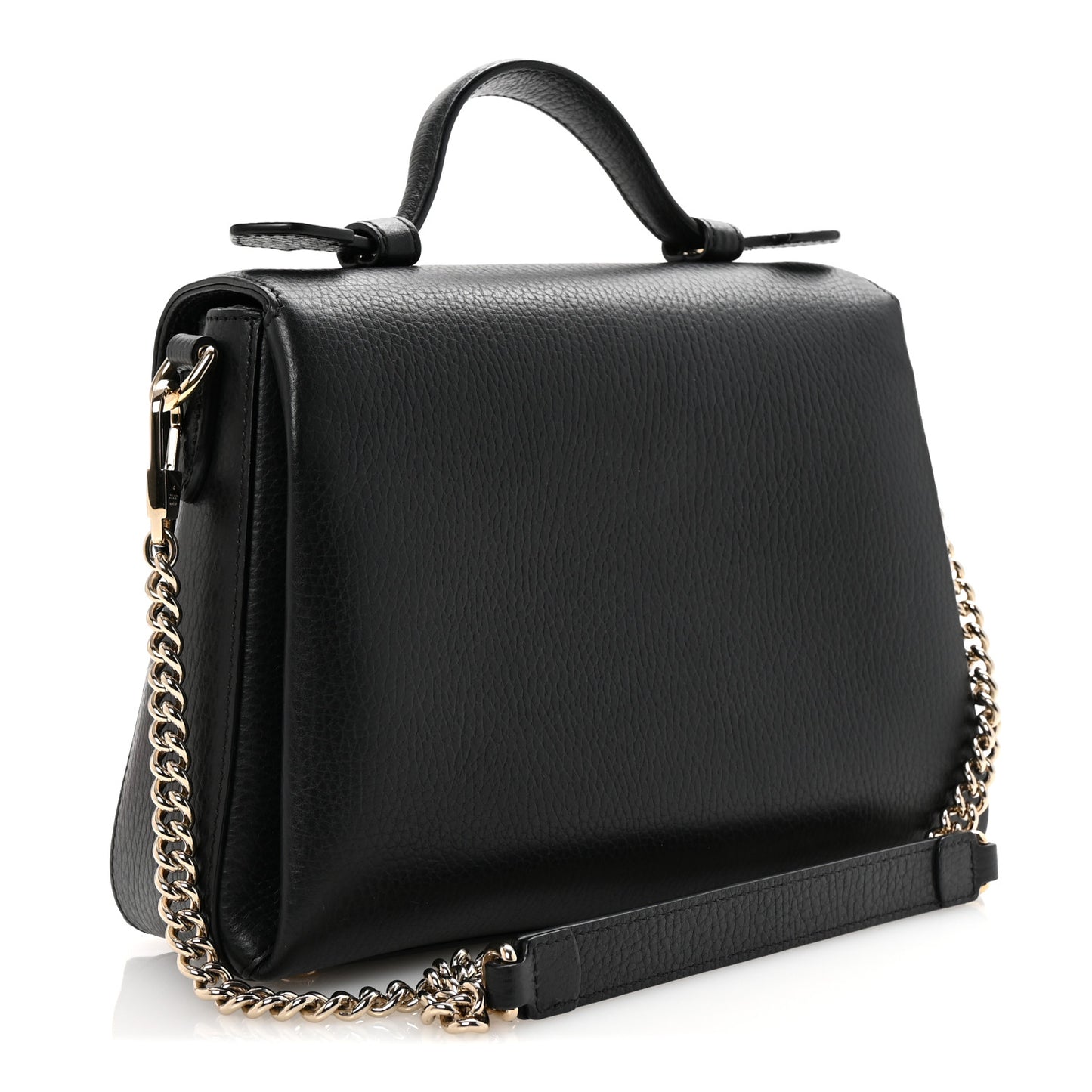 Dollar Calfskin Interlocking G Top Handle Shoulder Bag Black