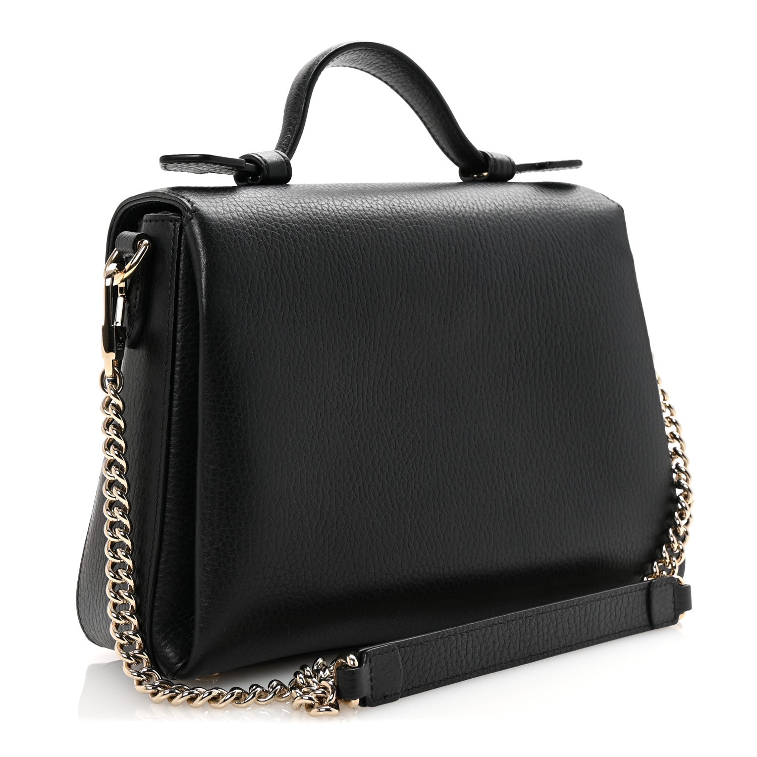 Gucci Dollar Calfskin Interlocking G Top Handle Shoulder Bag Black 3 of 10