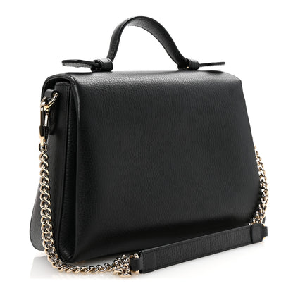Gucci Dollar Calfskin Interlocking G Top Handle Shoulder Bag Black 3 of 10