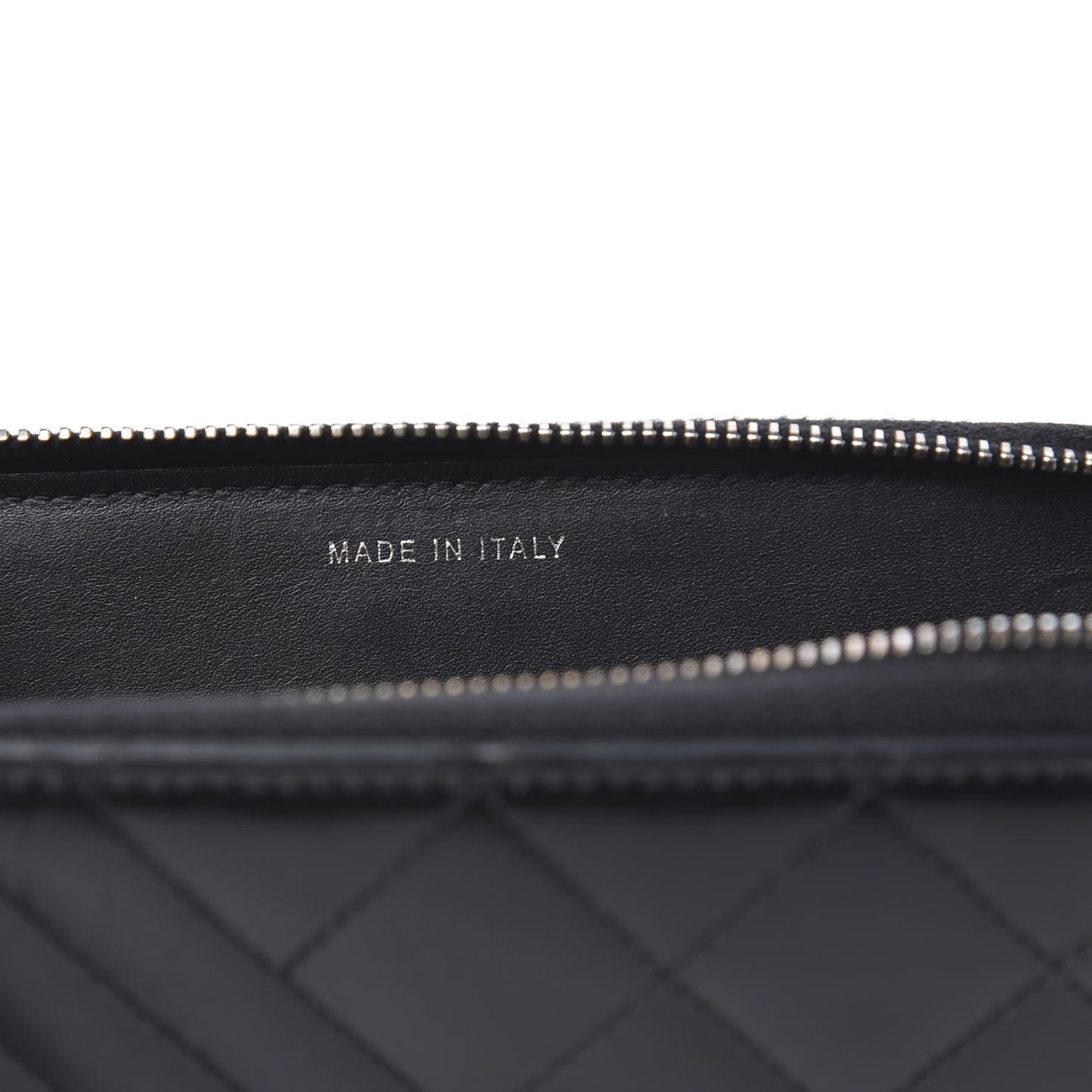 Glazed Calfskin Quilted Small Coco Boy Zip Around Wallet Black