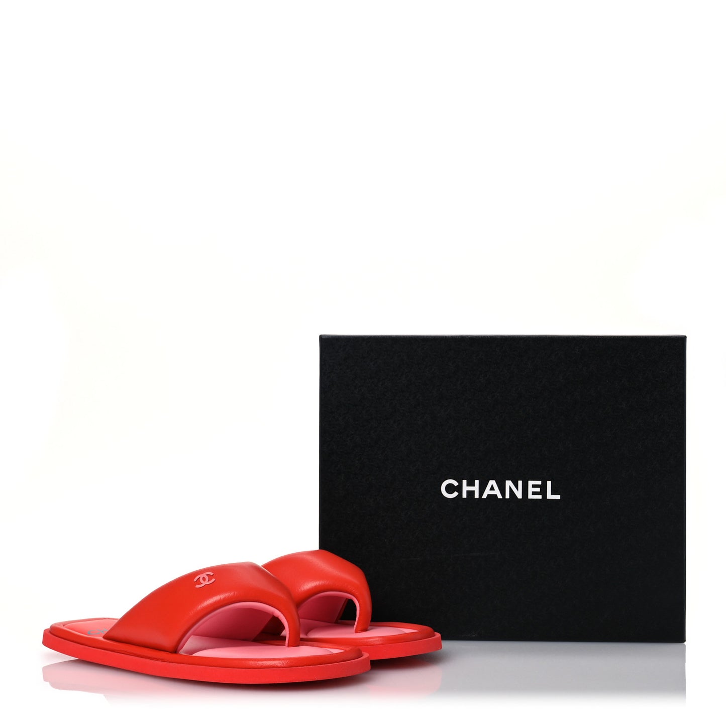 Lambskin Padded Pool Thong Sandals 40 Light Red Pink