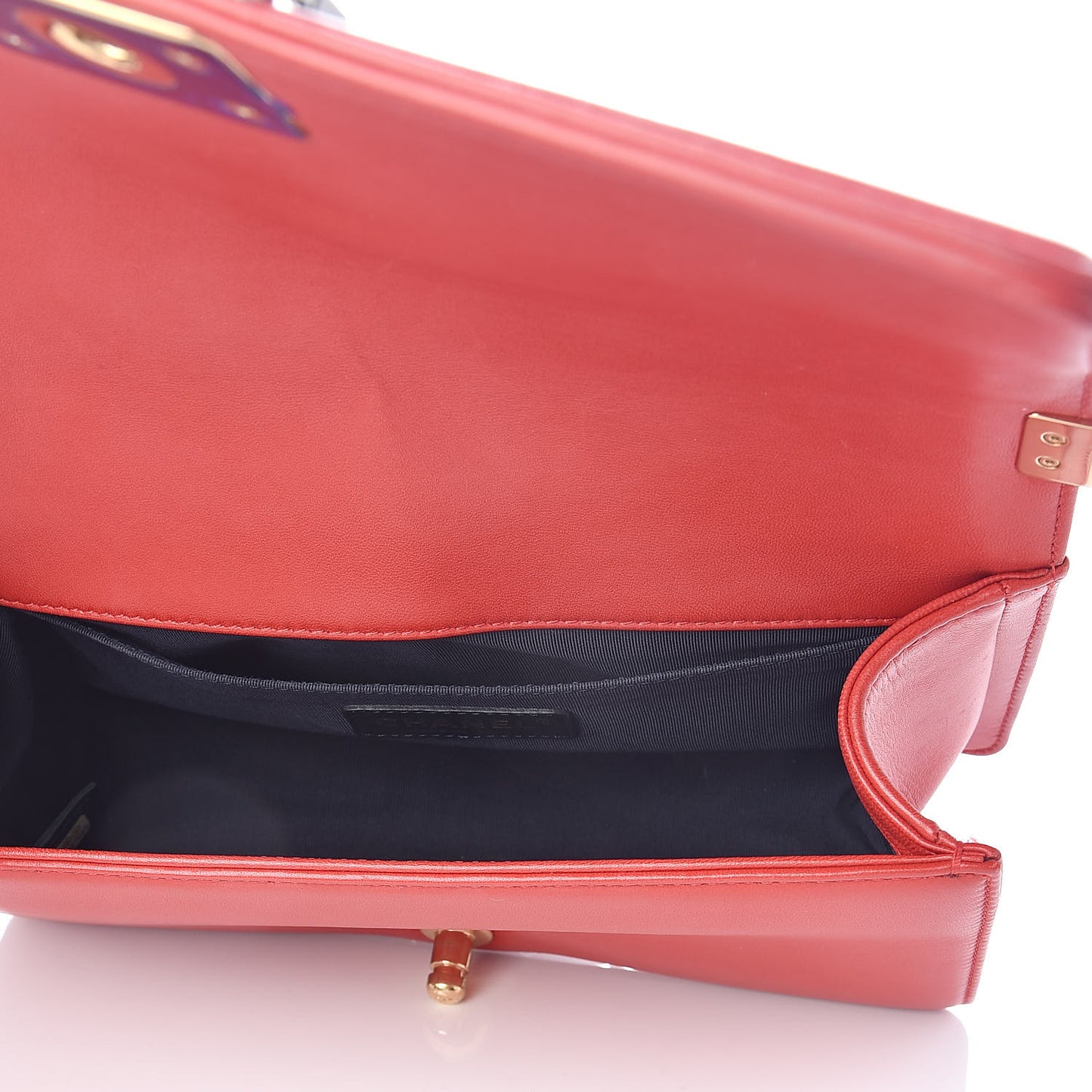 Lambskin Embossed Medium Boy Cube Flap Red