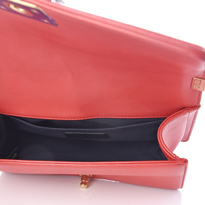 Chanel Lambskin Embossed Medium Boy Cube Flap Red 5 of 9