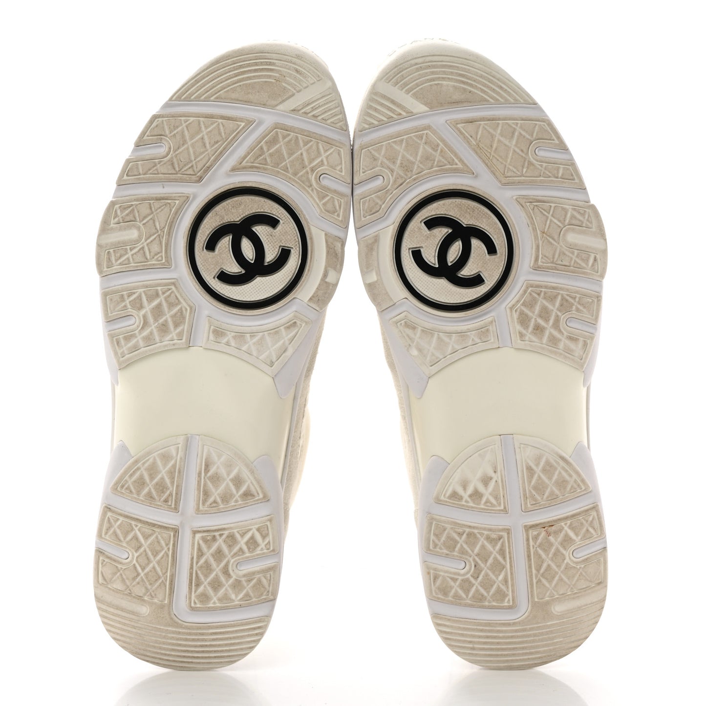 Suede Calfskin Fabric CC Sneakers 38.5 White