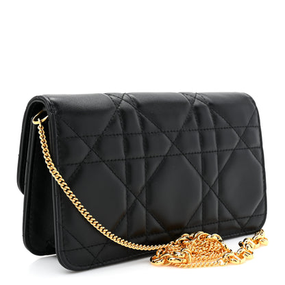 Christian Dior Lambskin Macrocannage Miss Caro Pouch With Chain Black 3 of 12