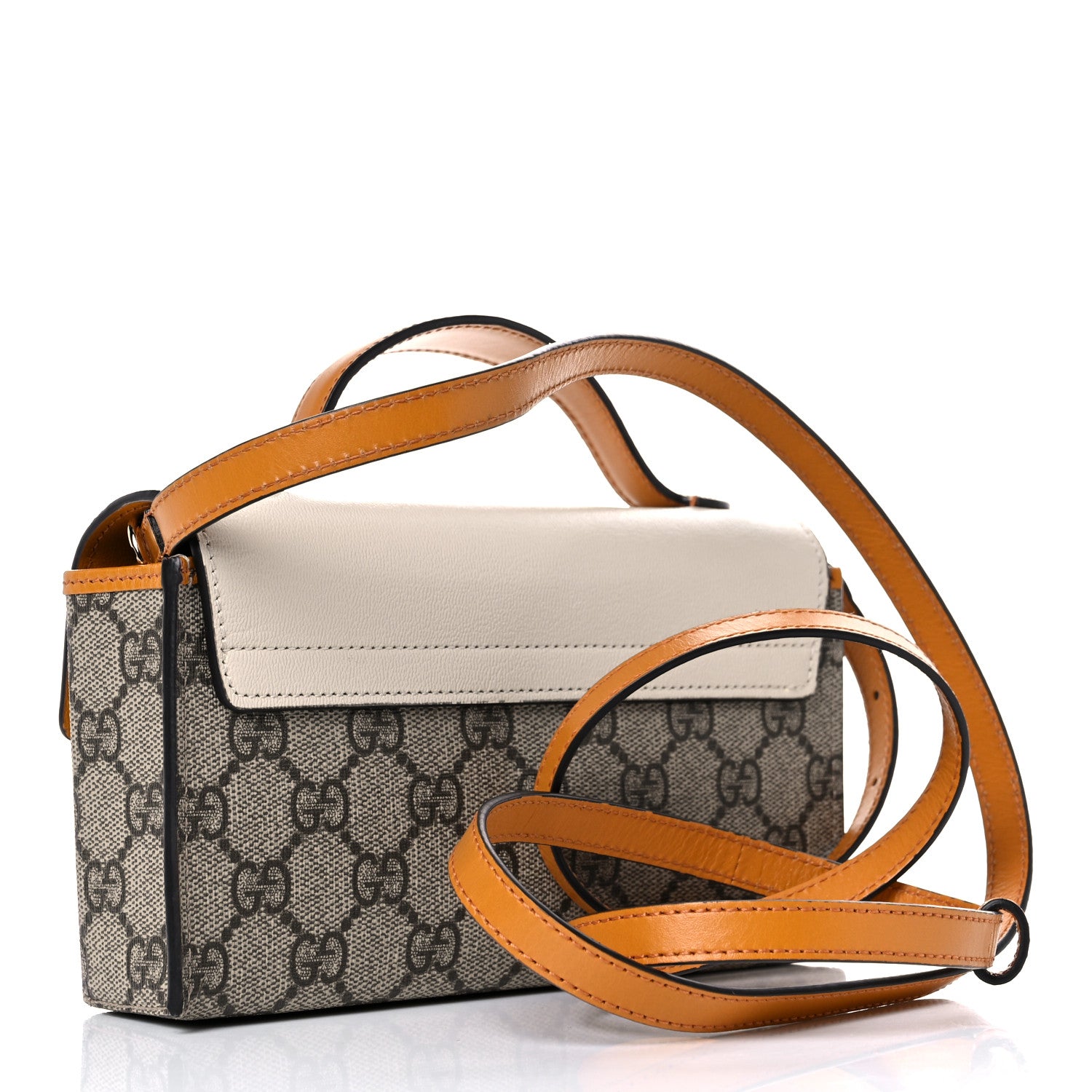 Gucci GG Supreme Monogram New Sakai Calfskin Mini Padlock Top Handle Shoulder Bag Beige Ebony Mystic White Sun Oil 3 of 10