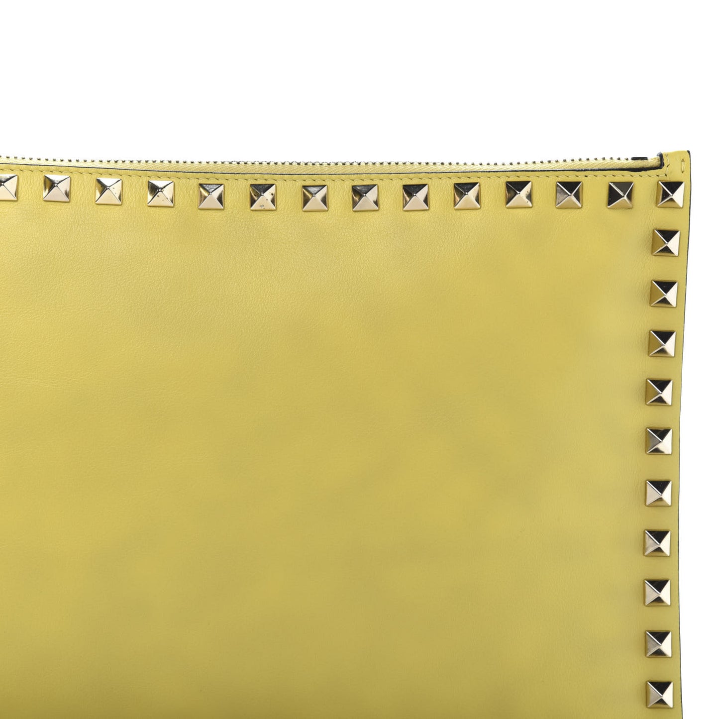 Vitello Large Rockstud Zip Pouch Yellow