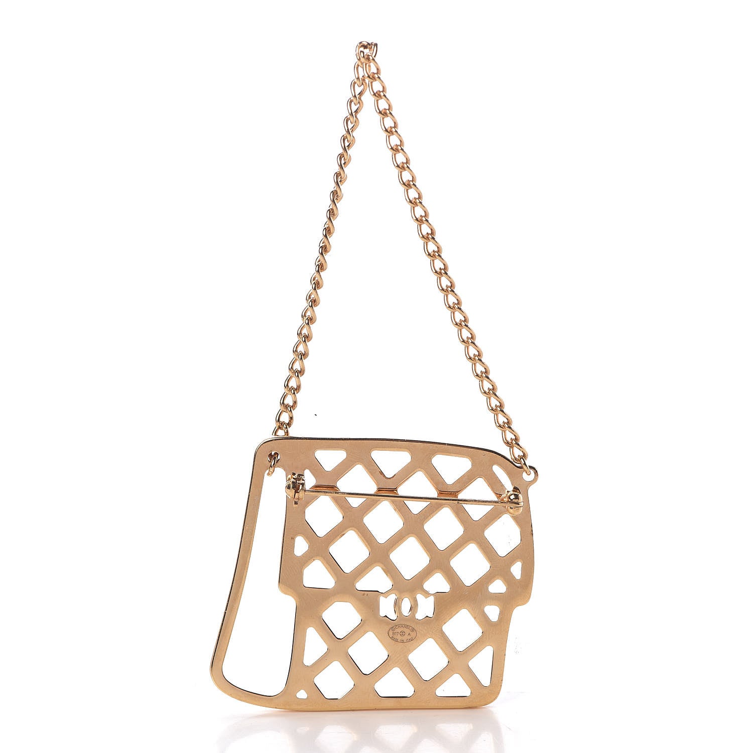 Chanel Crystal Flap Bag Brooch Black Gold 3 of 4