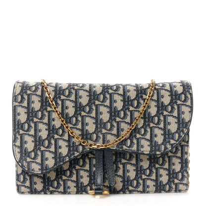 Christian Dior Oblique Saddle Chain Pouch Blue 1 of 9