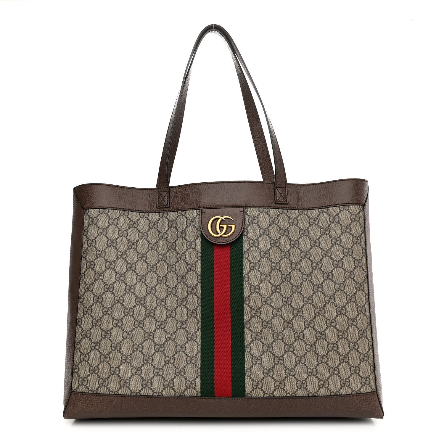 Gucci GG Supreme Monogram Web Ophidia Tote Brown 1 of 11