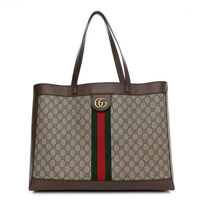 Gucci GG Supreme Monogram Web Ophidia Tote Brown 1 of 11