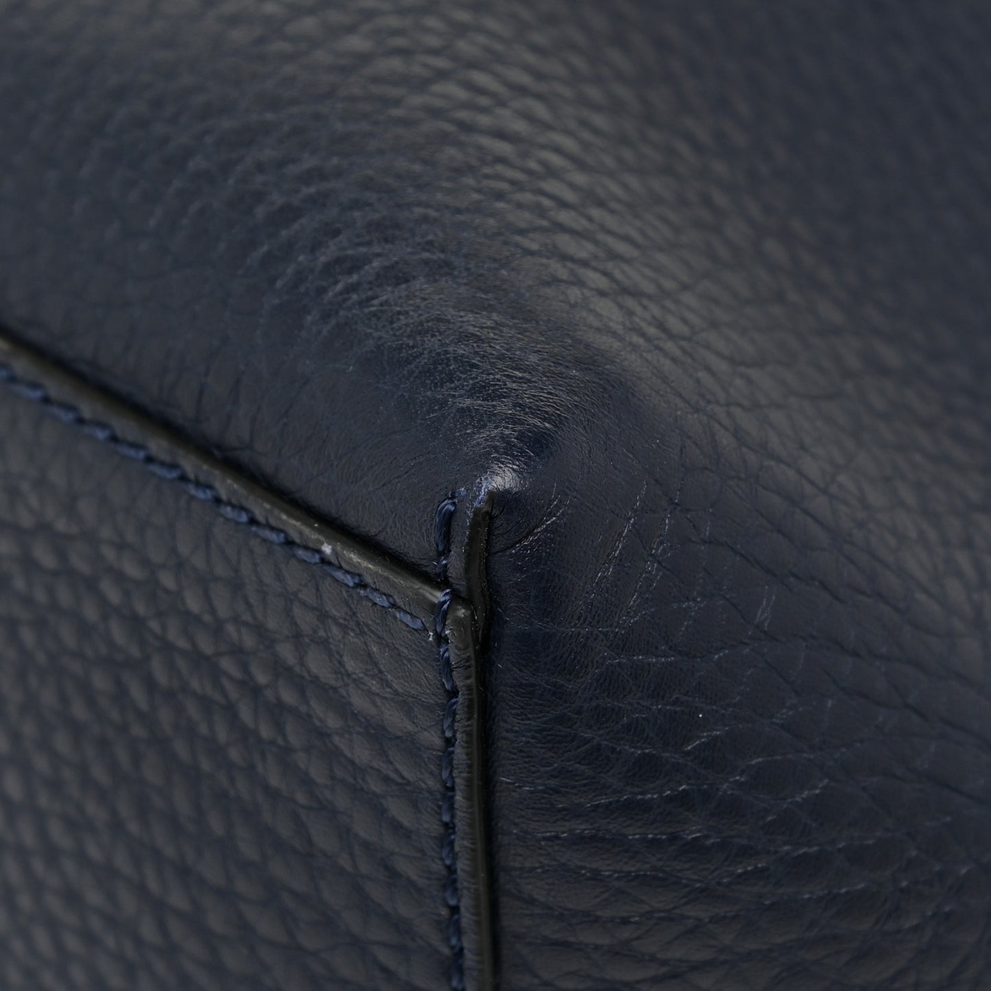 Grained Calfskin Rockstud Shoulder Tote Marine