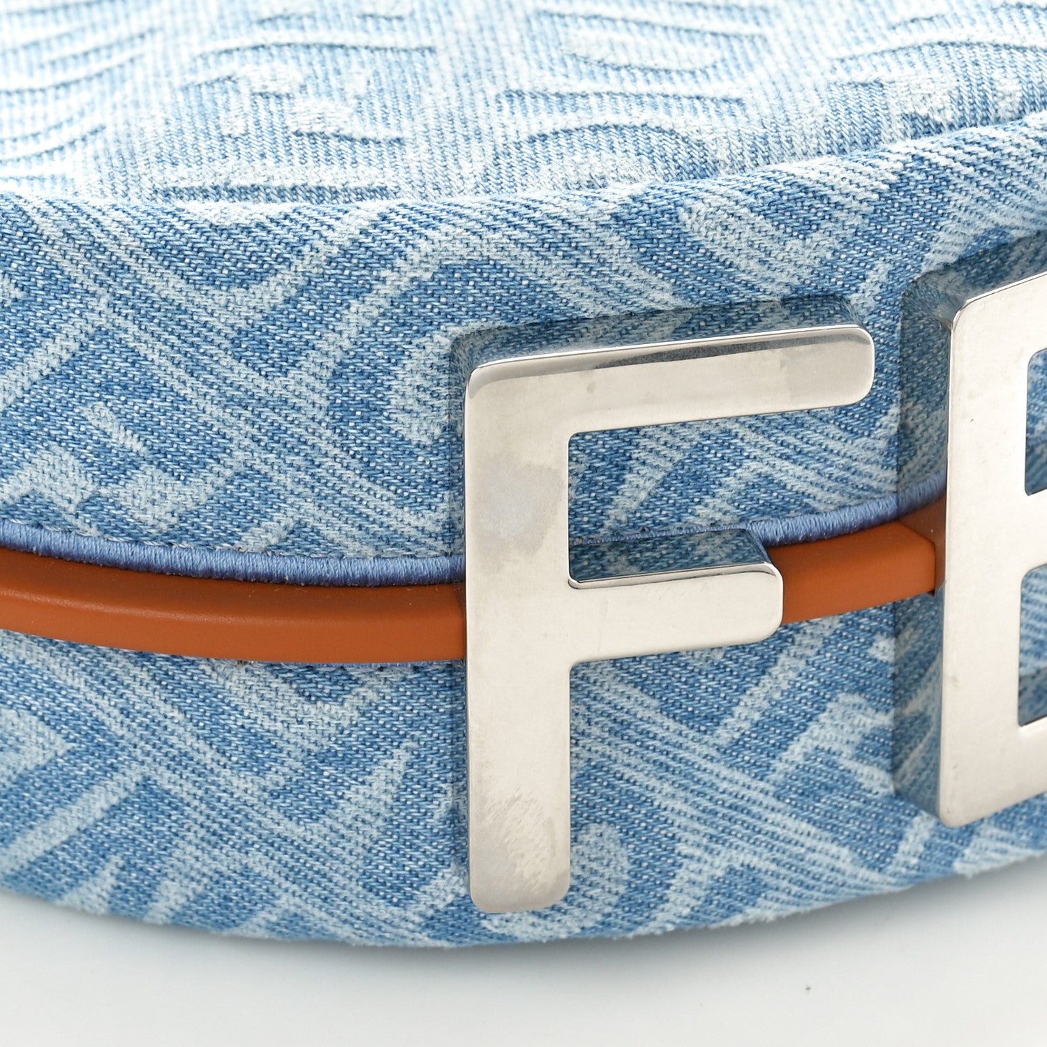 Fendi Denim Vitello Grace Mirror Logo Small Fendigraphy Hobo Bag Blue 8 of 9