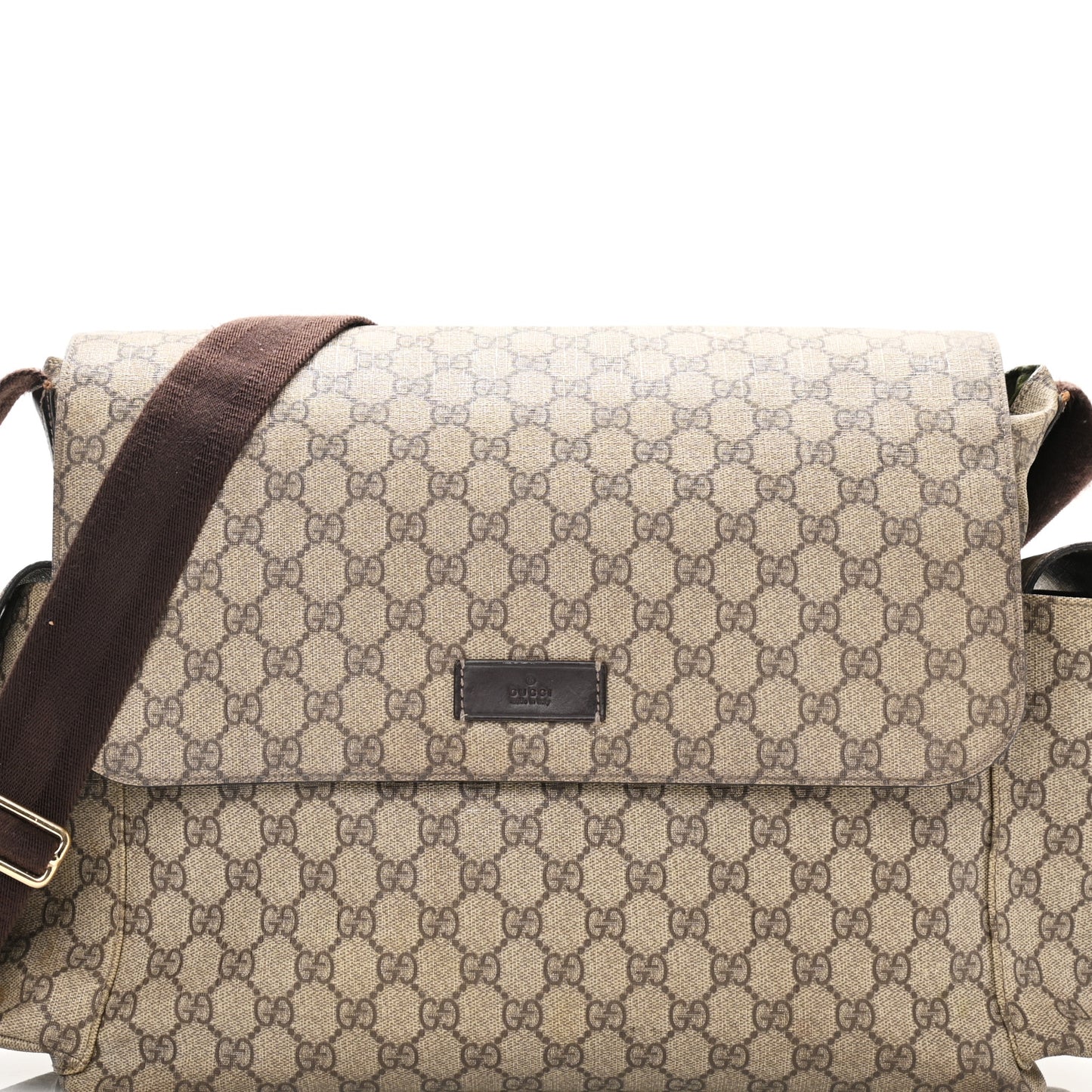GG Plus Monogram Messenger Diaper Bag Dark Brown