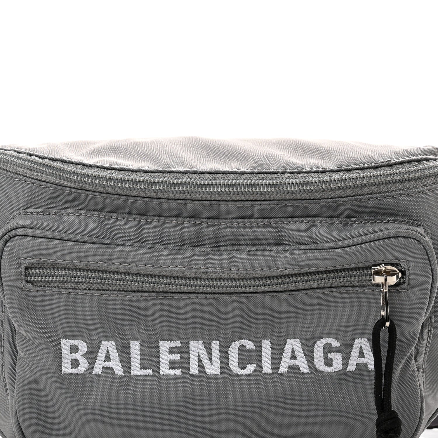 Balenciaga Textured Sport Nylon Logo Embroidered Wheel Beltpack Grey White 8 of 10