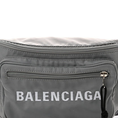 Balenciaga Textured Sport Nylon Logo Embroidered Wheel Beltpack Grey White 8 of 10