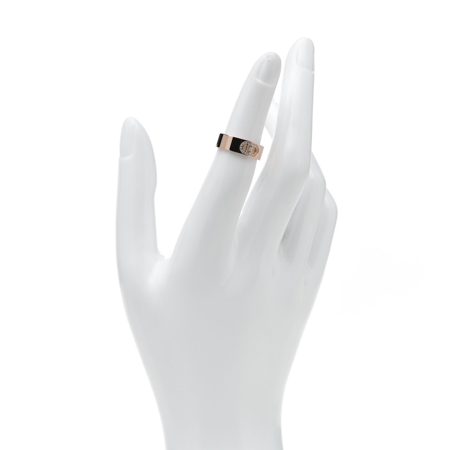 18K Rose Gold Diamond PM H D'Ancre Ring 49 4.75