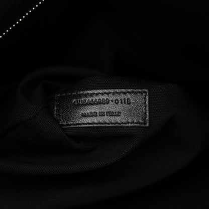 Saint Laurent Calfskin Crocodile Embossed Large Convertible ID Bag Black 7 of 10