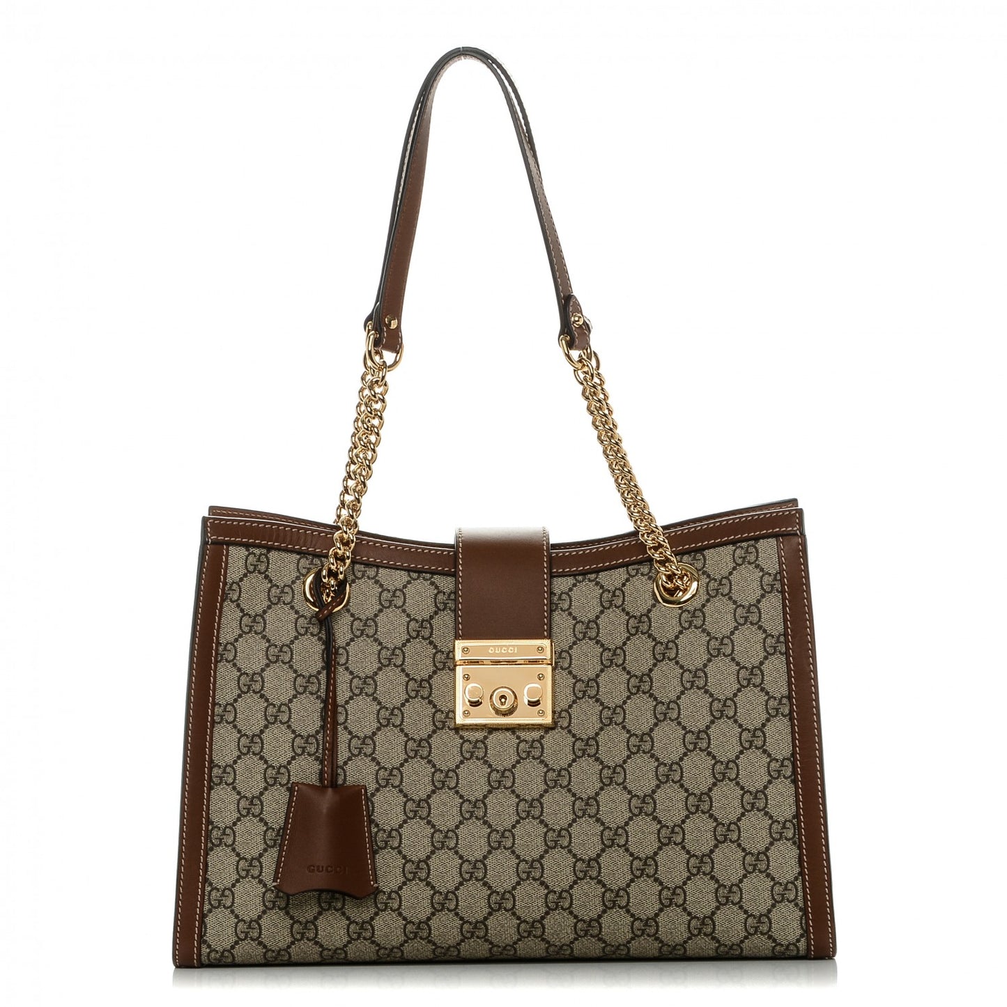 GG Supreme Monogram Medium Padlock Tote Beige Cuir