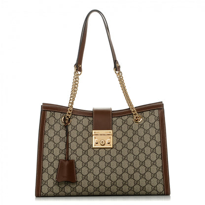 Gucci GG Supreme Monogram Medium Padlock Tote Beige Cuir 1 of 6