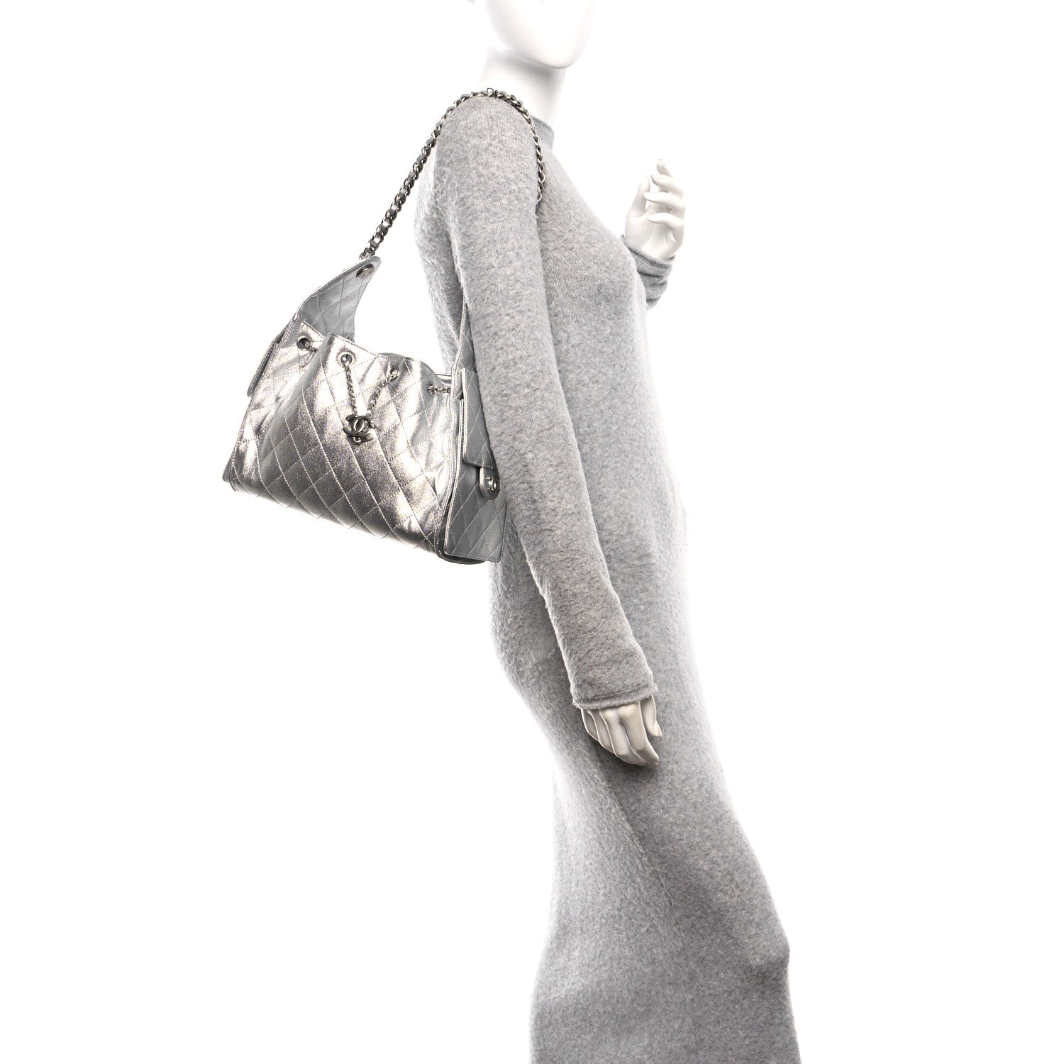 Chanel Metallic Caviar Quilted Small Chanel 25 Handbag Silver 2 of 11