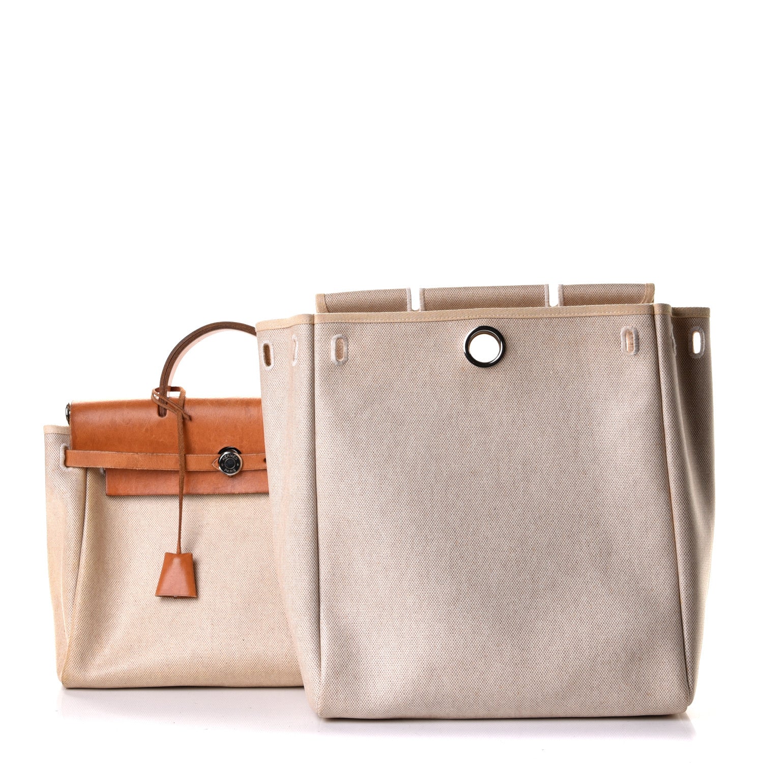Hermes Toile Vache Calfskin Herbag 30 PM Backpack Natural 2 of 11