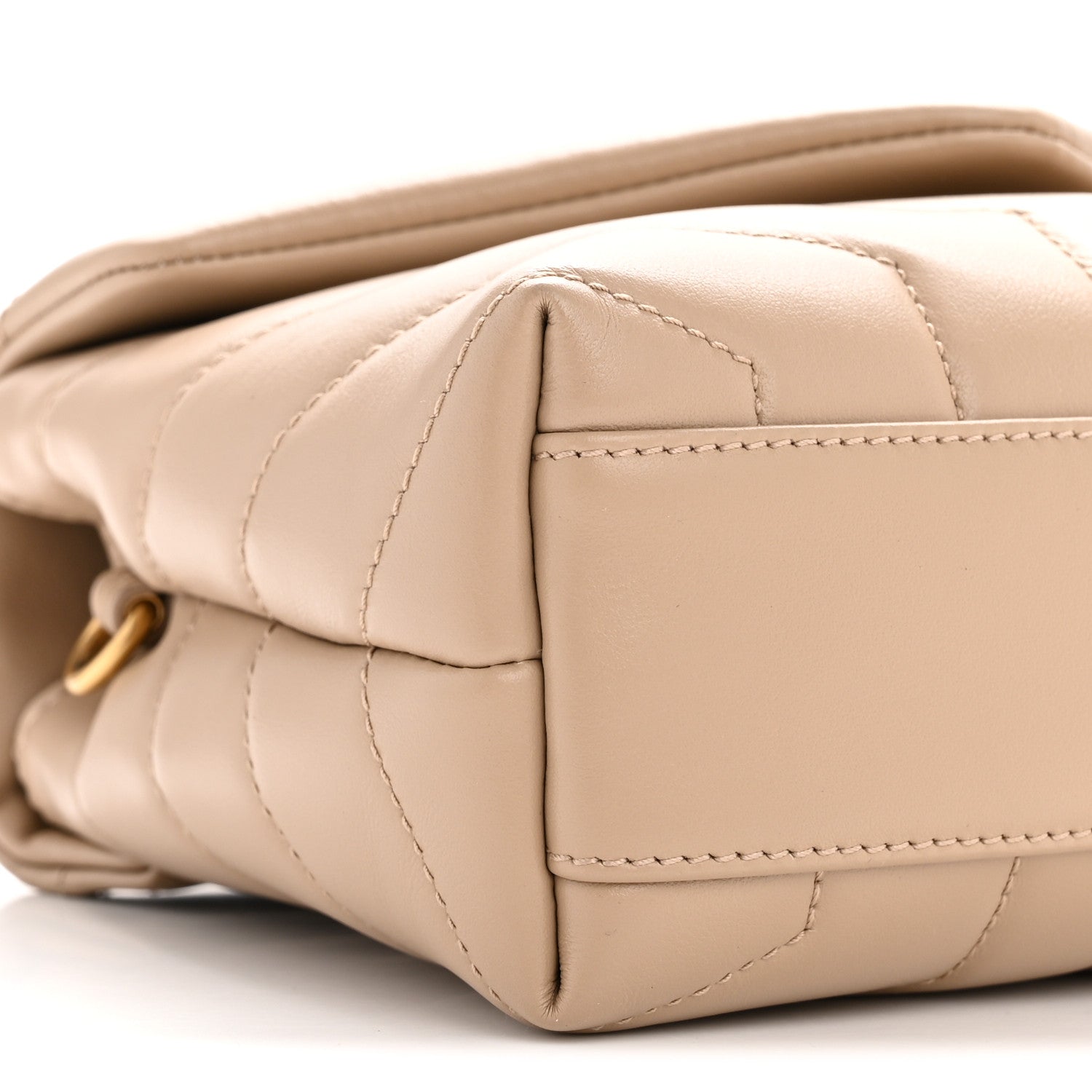 Saint Laurent Calfskin Y Quilted Monogram Toy Loulou Crossbody Bag Dark Beige 9 of 11