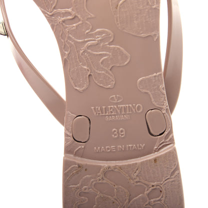 Valentino Garavani PVC Jelly Rockstud Bow Thong Sandals 39 Poudre 9 of 10