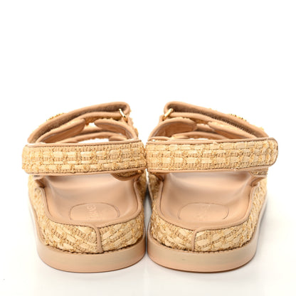 Chanel Braided Fabric Velcro Dad Sandals 40 Beige 7 of 11