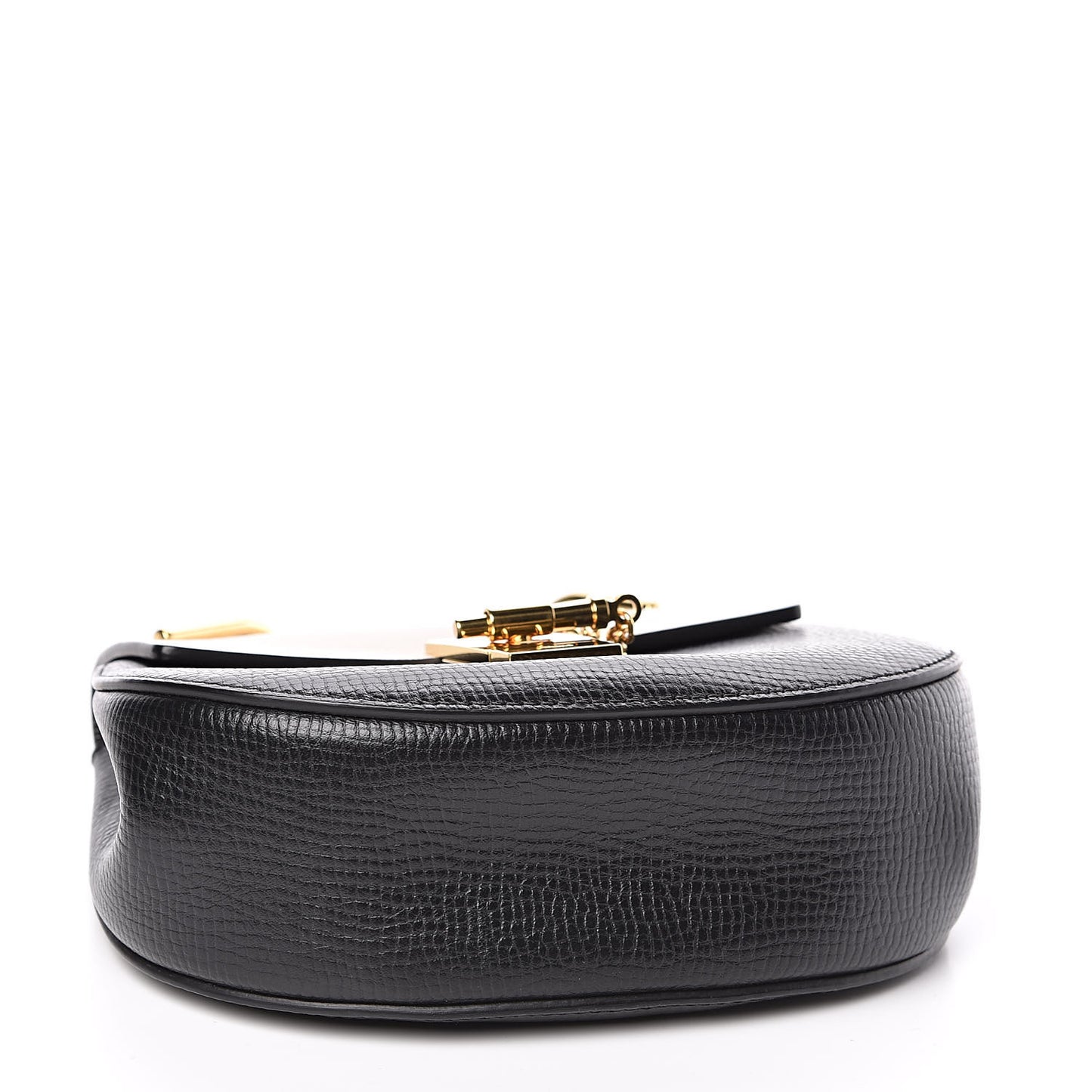 Grained Calfskin Lambskin Mini Bi-Color Drew Shoulder Bag Black Powder Beige