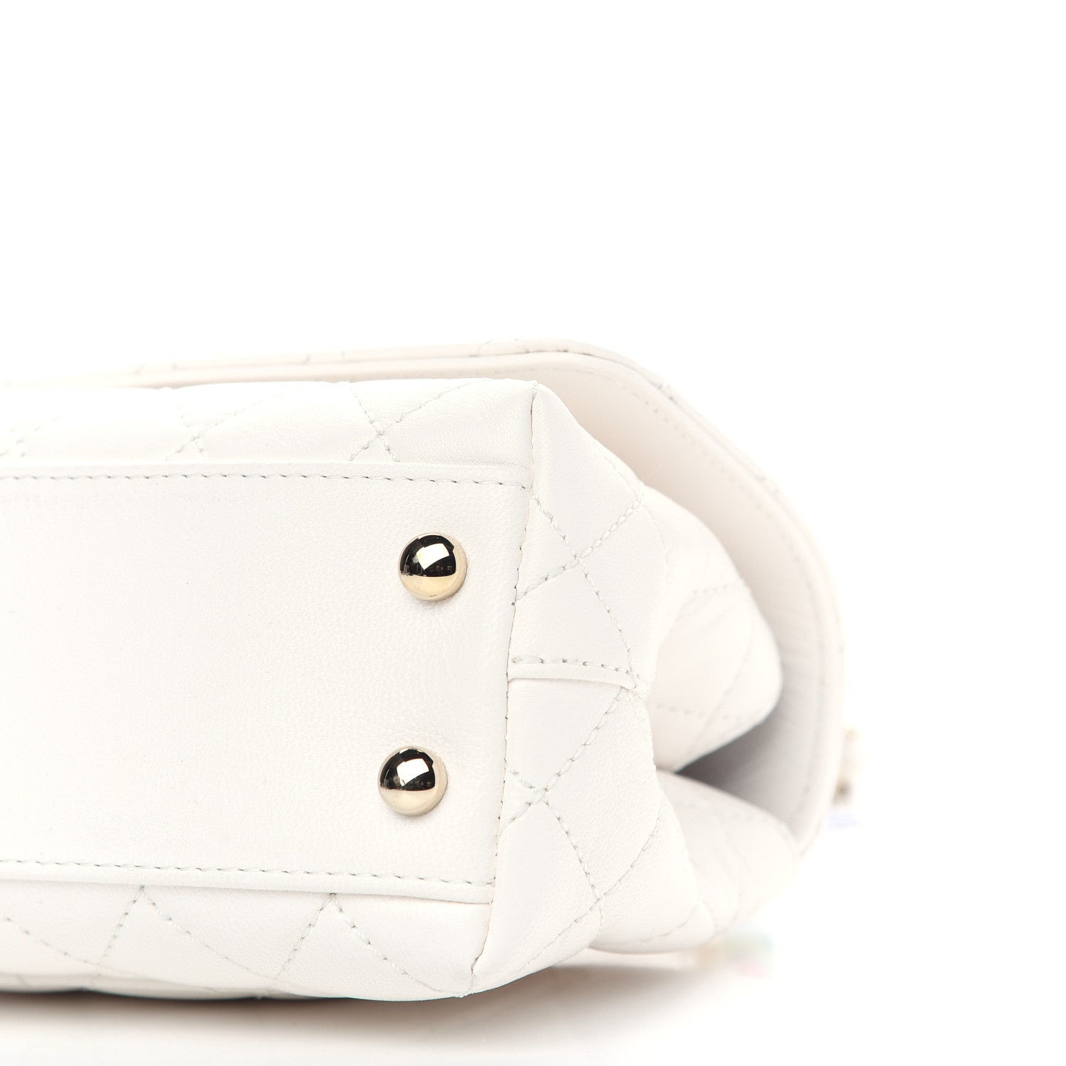 Chanel Goatskin Quilted Extra Mini Rainbow Coco Handle Flap White 9 of 11