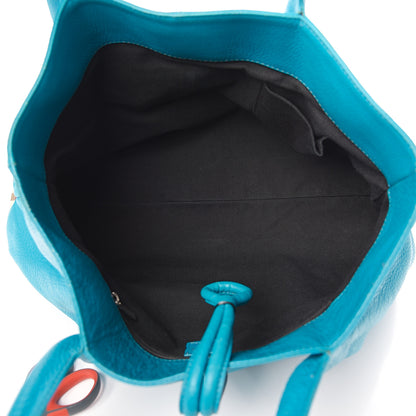 Burberry Grainy Calfskin House Check Horn Toggle Tote Blue 4 of 11