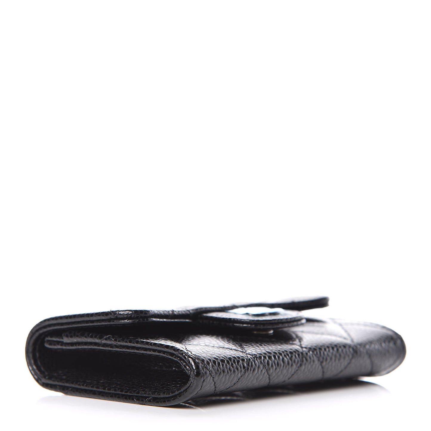 Caviar Quilted Flap Card Holder Black