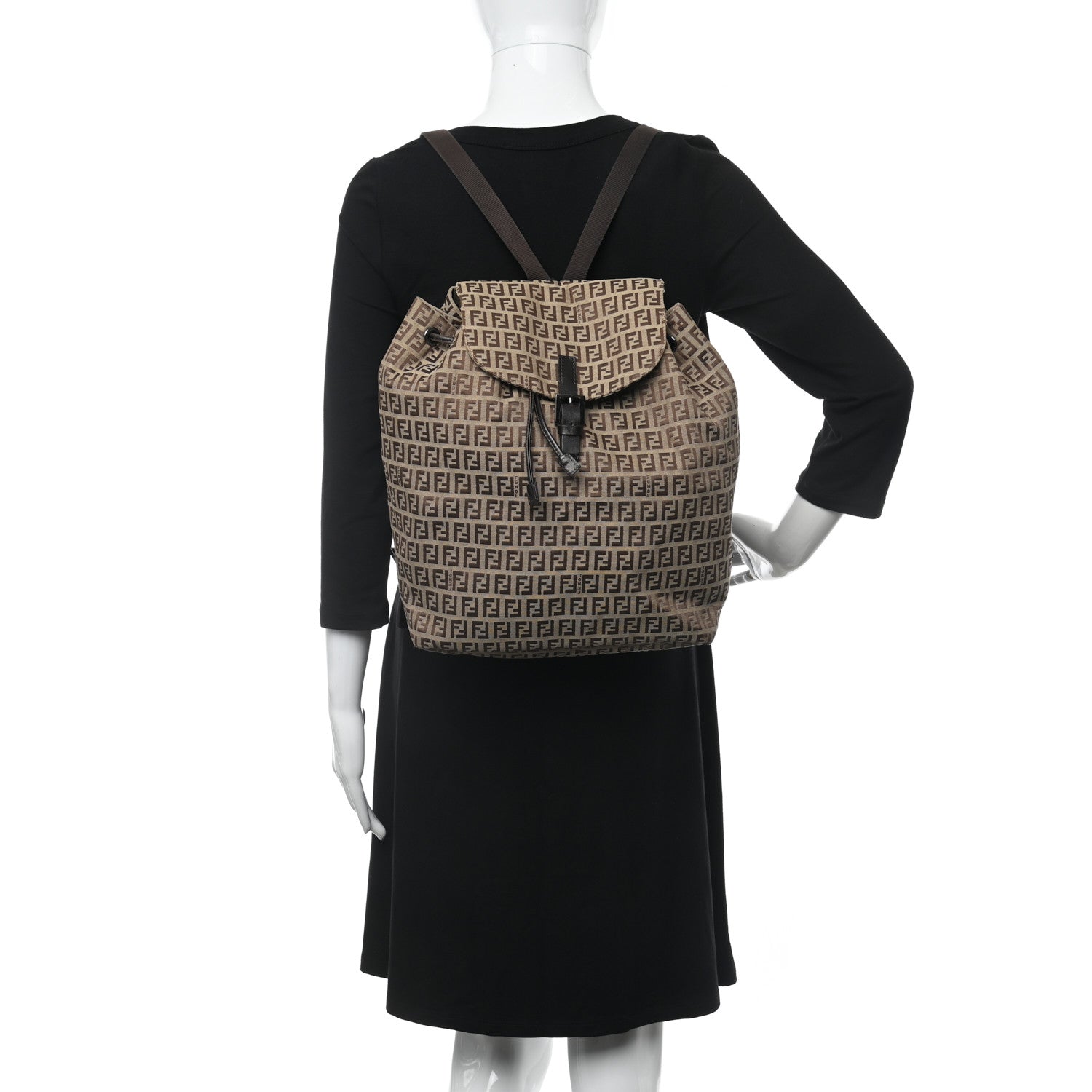 Fendi Zucchino Flap Backpack Tobacco 2 of 14
