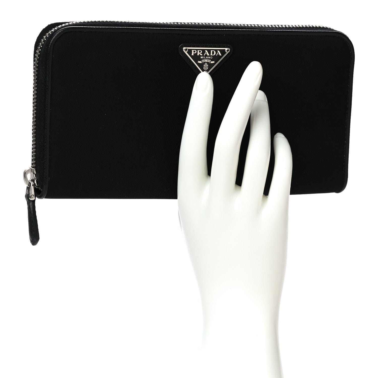 Prada Tessuto Nylon Zip Around Wallet Black 2 of 11