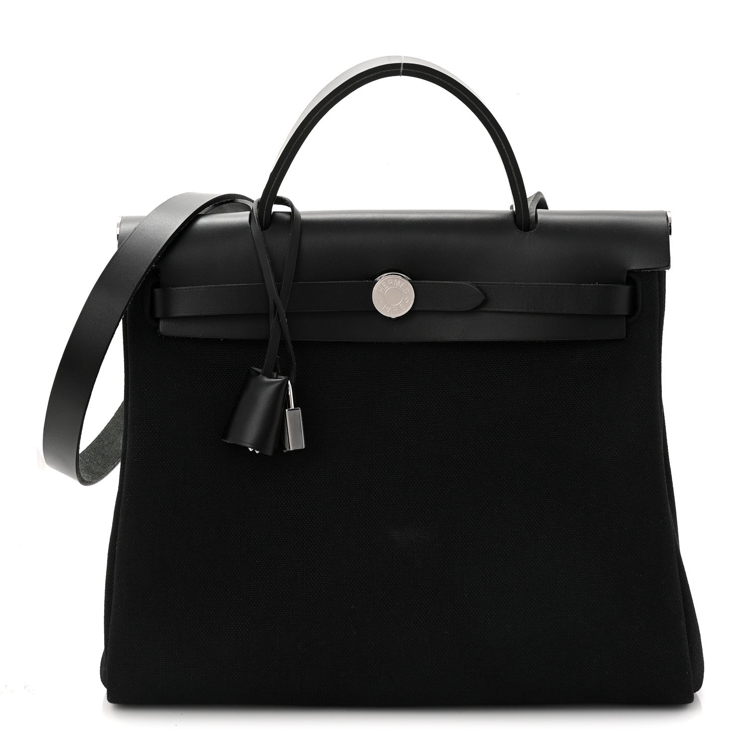 Hermes Military Toile Vache Hunter Herbag Zip Retourne 31 PM Black 1 of 11